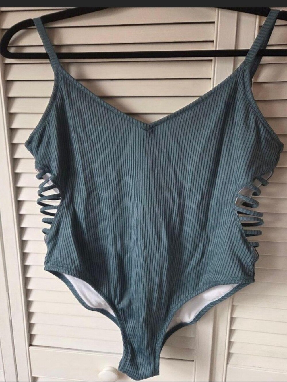 Victoria's Secret Teal Ribbed One-Piece Swimsuit with Side Cutouts Size XL